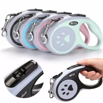 3 м 5 м Нейлоновый поводок для собак Автоматический выдвижной поводок для кошек Удлиняющийся поводок для ходьбы, бега, тяги, рулетки для щенков 3m чёрный