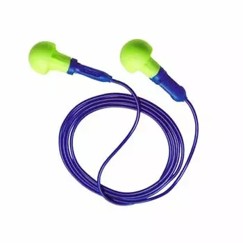 3M E.A.R Push-Ins Earplugs, Corded, 28NRR, Yellow/Blue