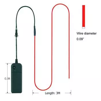 3M EL Wire Neon LED Strip Light Powered AA Battery Powered DIY Lights Tube Rope For Halloween Christmas Festival Party Decoration Car 3m зелёный