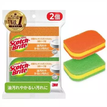 3M губка для мытья посуды кухонная нецарапающая антибактериальная листовая 2 шт. Scotch Brite SS-72K 2PM
