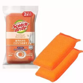 3M Губка кухонная против царапин антибактериальная гибридная сетка 2 шт Scotch Brite HBNT-75E 2PM