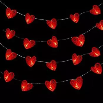 3m Heart Shape Light 20 Leds Red Heart Shape Light Valentine s Day String Light Decor Battery Operated for Home Valentines Wedding Party Anniversary 3m красный