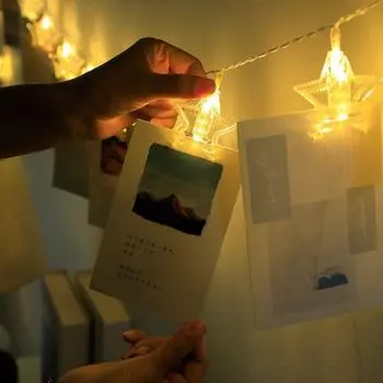 3м Картон клип гирлянда звезды светодиодные фото настенные украшения огни фото клипсы гирлянда свадьба Warm Clip-S