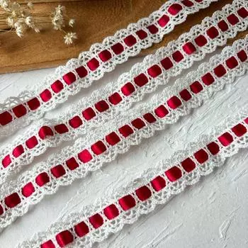 3M Отделка для рукоделия Сатиновая лента Кружевные аксессуары Хлопковая нить DIY Ручная работа Лента Тканая лента 2см красный