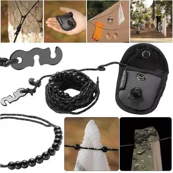 3M Outdoor Camping Stretch Бельевая веревка с 12 зажимами Ветрозащитная дорожная эластичная бельевая веревка для сушки белья