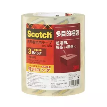 3M скотч упаковочная лента для средних и легких грузов 48 мм x 100 м 3 рулона в упаковке 313L 3PN