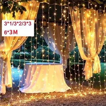 3M светодиодные гирлянды для занавесок, сказочные украшения, USB-гаирлянда, праздничная лампа, 8 режимов для дома, сада, рождественской вечеринки, нового года, свадьбы 3MX1M Constant brigh белый