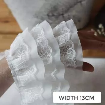 3M трехслойная вышитая оборка шириной 13 см, 3D плиссированная сетчатая шифоновая ткань, сделай сам, платье, воротник, манжеты, швейный декор 3M