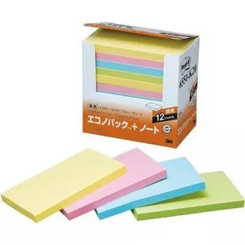 3M Японский блокнот из переработанной бумаги 75 x 127 4 цвета 12 книг Post-it