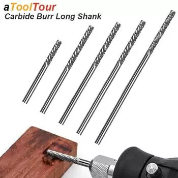 3mm 1/8 Long Shank Drawing Carbide Burs for Dremel Tool Milling Cutter Burr Diamond Cut Rotary 38mm to 100mm Length Metal Wood Carbide Burr A 38mm
