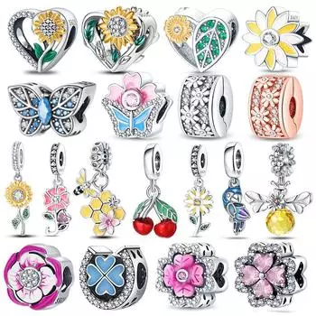 3MM 925 Bracelet 925 Sterling Silver Flower Bird Series Charms Bead For Women Fashion DIY Jewelry Gifts Making