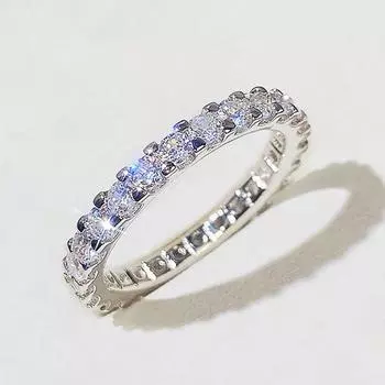 3mm Thin Stackable Ring CZ Eternity Wedding Band for Women Girl Size 5-12 5
