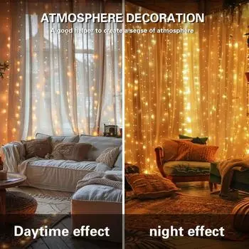 3Mx3M LED Christmas Curtain String Lights Fairy Lights USB 8 Modes Waterfall Lighting Holiday Party Wedding Decoration Light