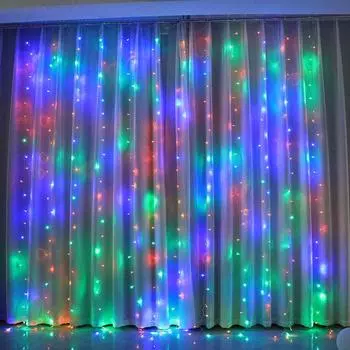 3Mx3M Solar LED Curtain String Light Garland Christmas Lights Wedding Fairy Light Party Yard Garden Decoration Holiday Lighting 3MX1M 100LEDs теплый белый