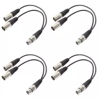 3P XLR Female Jack to Dual 2 Male Plug Y Splitter Adaptor Cord Cable 1Ft /