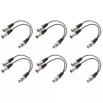 # 3P XLR Female Jack to Dual 2 Male Plug Y Splitter Adaptor Cord Cable 1Ft