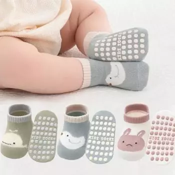 3Pairs/lot Newborn Baby Floor Socks Spring Autumn Cotton Cartoon Kids Anti Slip Short Socks Girls Boys Casual Home Sock 0-5Years 1-3Years(M)