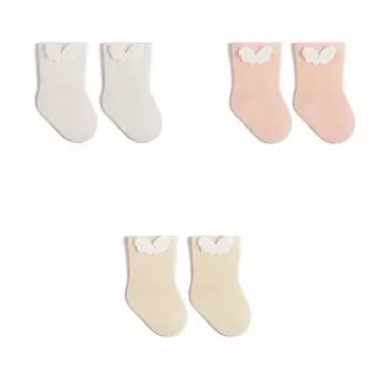 3pairs/set Cute Spring Summer Infant Baby Girl Boy Sock Sweet Cartoon Wings Baby Calf Sock Soft Cotton Seamless Newborn Sovk S (6-12 Month)