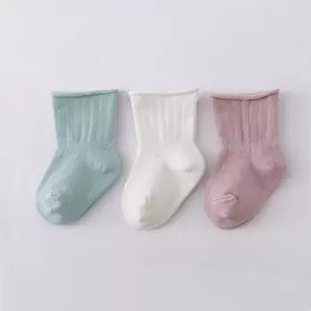 3Pairs/set New All Season Infant Girls Socks Loose Mouth Breathable Solid Color Baby Boys Socks 100% Cotton Children Sock 0-5Y 0-6Month(S)