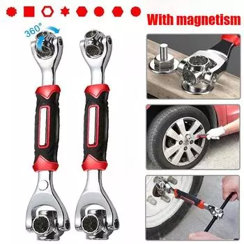 3pc 360° Rotation Double Head Wrench 52 In 1 Multi-tool Wrench 8-19mm Universal Socket Wrench Hand Tool For Furniture/Car Repair Magnetic version-1pcs