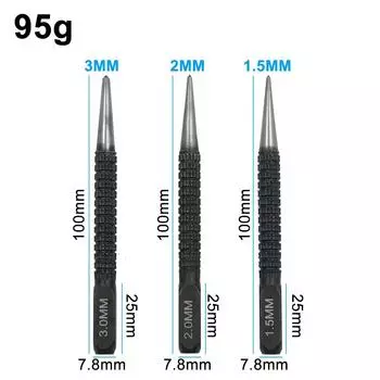 3PC центральный фиксатор положения пробойника черный цилиндрический гвоздезабивной штифт сверлильный инструмент набор принадлежностей