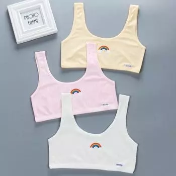 3PC Детский хлопковый спортивный тренировочный бюстгальтер нижнее белье для девочек тренировочный бюстгальтер укороченный топ 8-14 лет one size разноцветный