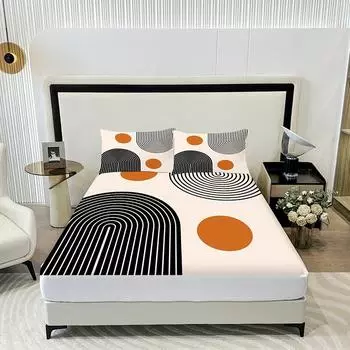 3Pc Double Curved Bed Sheet, Fitted Sheet*1+Pillowcases*2, Comfortable And Soft Fabric, Suitable For All Seasons In Bedrooms ustwin 99x190cm