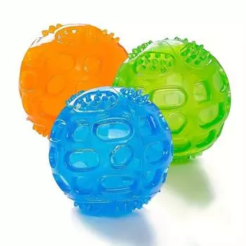 3Pc Durable Rubber Ball Toys For Dogs-Interactive Grinding Teeth Toys With Sound Durable TPR Toy Ball Cat or Dog Chew Series Toy