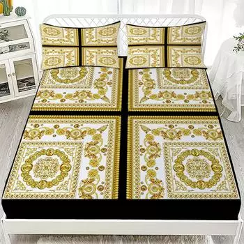 3Pc European Style Disc Bed Sheet Set - 100% Polyester, Digital Print, Breathable Home Decor Fitted Sheet And Bedding Sheet 90x200cmx25