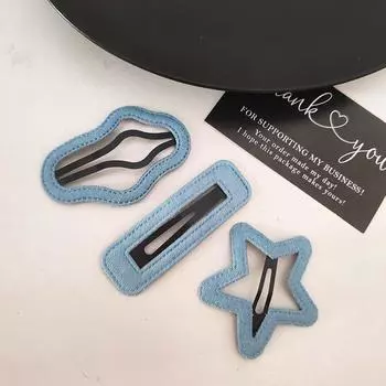 3pc Fashion Cool Denim Square Star BB Hairpin Hair Side Clips for Women Girls Korean Hair Accessories Headwear Ornament