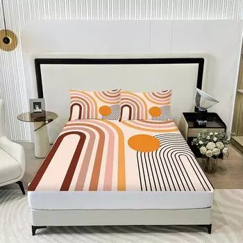 3Pc Pop Curve Bed Sheet, Fitted Sheet*1+Pillowcases*2, Comfortable Soft Fabric, Available In Bedrooms And Rooms For All Seasons ustwin 99x190cm