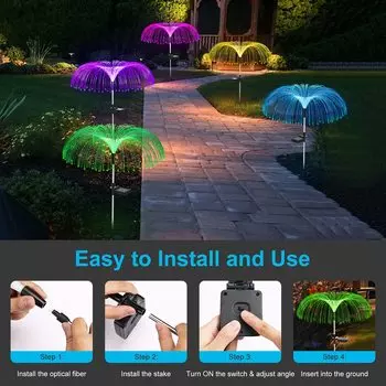 3pc Solar Jellyfish Light Outdoor Garden Decoration Waterproof Color Change Decorative Solar Stake Light for Party Wedding Decor