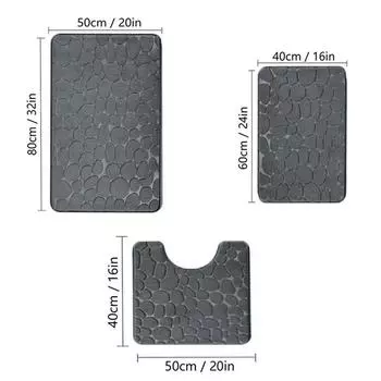 3PC тисненый узор из камня коврик для унитаза коврики для двери впитывающие воду коврики нескользящий коврик, можно мыть полосатый ковер украшение дома Three-piece set синий