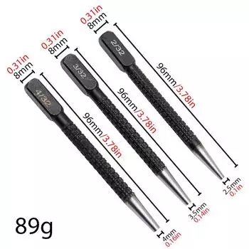 3PC вогнутый центральный пробойник позиционирование пробойник черный цилиндрический сверление отверстий фиксатор гвоздь штифт ручной набор инструментов