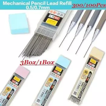 3PCS 0.5/0.7mm 2B Pencil Lead Pencil Refill Stationery Erasable Smooth Writing Drawing Tool Refill Plastic Automatic Pencil Lead 0.7mm 3box
