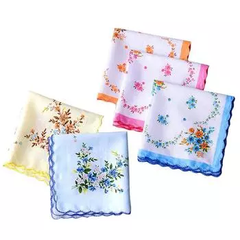 3Pcs 28x28cm Small Vintage Cotton Women Hankies Embroidered Butterfly Flower Cloth Lady Handkerchief