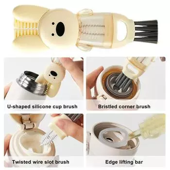 3 шт. 3 в 1 набор щеток для чистки крышек чашек, поворотный дизайн на 180 градусов, щетка в форме кролика для чистки щелей, скребок для узких щелей