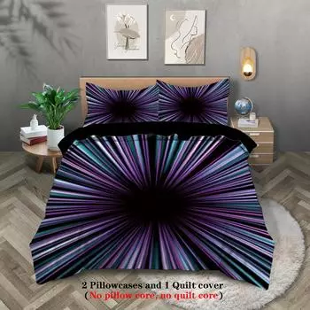 3pcs 3D grid current visual themed pattern printed bedding set, for teenagers and adult s bedroom, Halloween gift 135x200cm-EU-Single