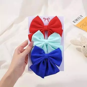 3pcs 4.13 Grosgrain Ribbon Hair Bows Clips Sweet Bowknot Hairpins Barrettes Headwear Women Girls Hair Accessories