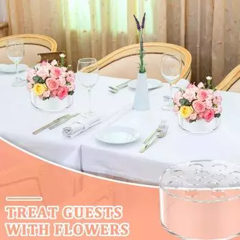 3Pcs Acrylic Flower Vase 12 Holes Clear Flower Vase 14cm Round Floral Centerpiece Decorative Flower Holder with Holes for Dining