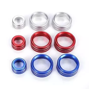 3PCS Air Condition Knob Audio Volume Control Button Circle Decor Trim Ring Cover For BMW 1 2 3 3GT 4 Series X1(With AUTO Button) красный