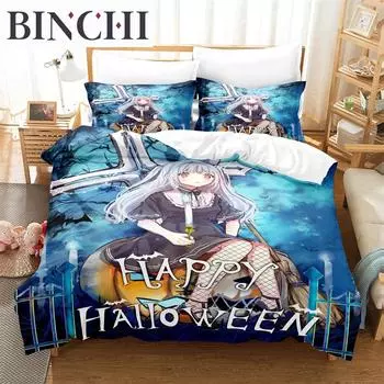 3PCS Beautiful girl Bedding Sets Home Bedclothes Super King Cover Pillowcase Comforter Textiles Bedding Set EU single(135x200cm)