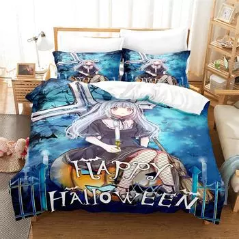 3PCS Beautiful girl Bedding Sets Home Bedclothes Super King Cover Pillowcase Comforter Textiles Bedding Set EU single(135x200cm)