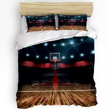 3pcs Bedding Set Basketball Court Stadium Home Textile Duvet Cover Pillow Case Boy Kid Teen Girl Bedding Covers Set EU single(135x200cm)