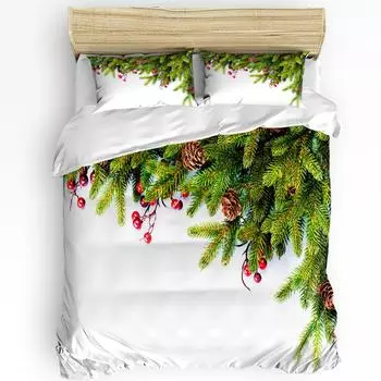 3pcs Bedding Set Christmas Tree Decorations Home Textile Duvet Cover Pillow Case Boy Kid Teen Girl Bedding Covers Set EU single(135x200cm)