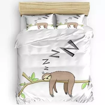 3pcs Bedding Set Cute Animal Sloth Home Textile Duvet Cover Pillow Case Boy Kid Teen Girl Bedding Covers Set EU single(135x200cm)