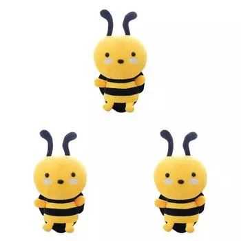 - 3Pcs Bee Plush Toy Animal Doll Birthday Gift Bee Day Claw Machine Props (20cm)