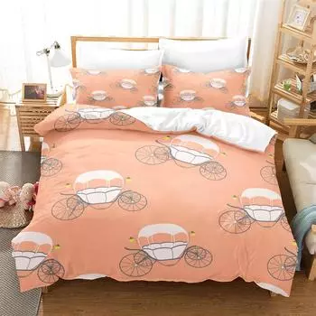 3PCS Bicycle sedan Bedding Sets Home Bedclothes Super King Cover Pillowcase Comforter Textiles Bedding Set EU single(135x200cm)