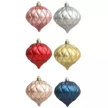 3Pcs/Box Painted Onion Balls Christmas Tree Ornament Plastic New Year Christmas Gifts Boxes Pendant Pendant Hanging Ornament