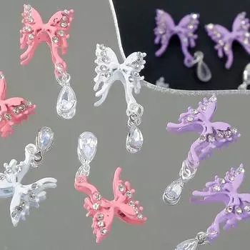 3Pcs Butterfly Zircon Pendant Nail Diamond Alloy Girl Nail Charm Nail Art Decoration Stereoscopic Nail Art Enthusiasts